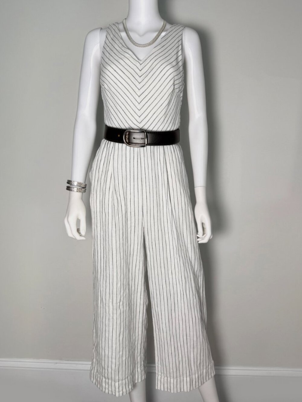 Rachel Zoe Linen Pin Stripe Jumpsuit